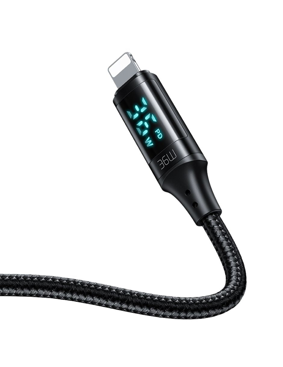 Cable USB Tipo C a Lightning 36W con Pantalla Digital 1.2m