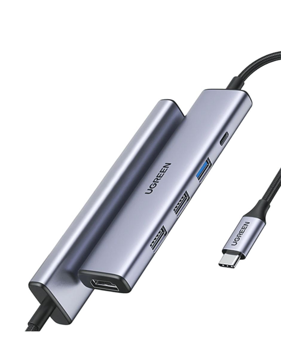 UGREEN HUB 5 en 1 Tipo C a USB 3.0, USB 2.0, HDMI, PD Gris