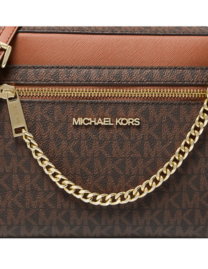 Bolsa Michael Kors Crossbody Jet Set Logo Brown