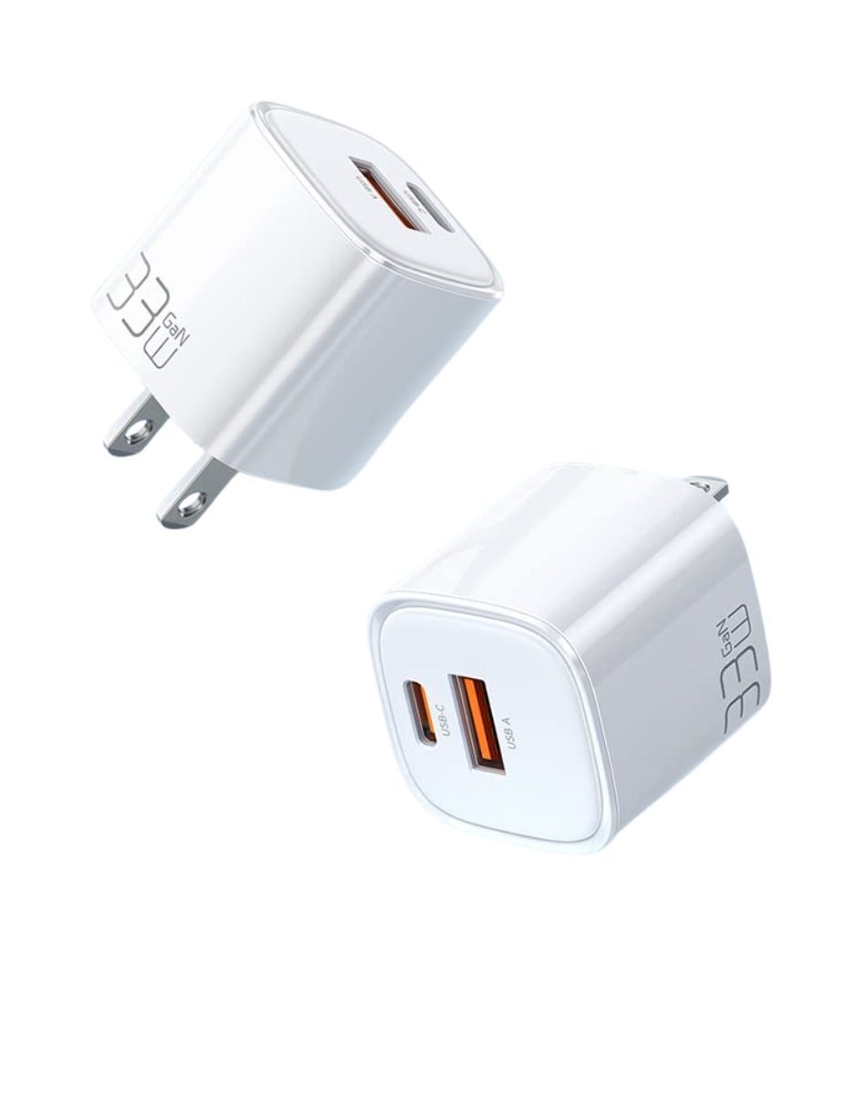Mini Cubo de Carga Rápida USB y PD de 33W Blanco