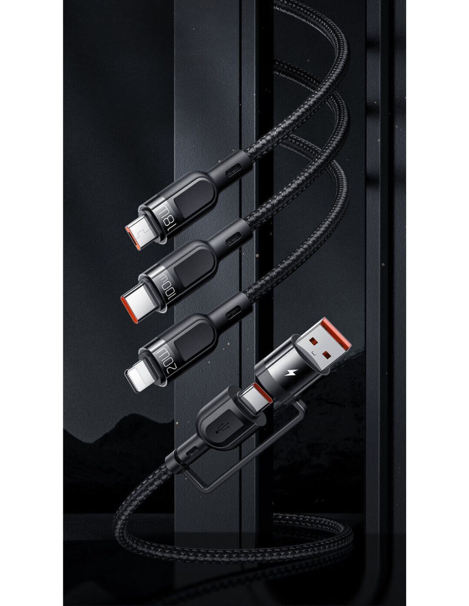 Cable de carga 3en2 Multi USB carga rápida 100W Máx. PD 6A
