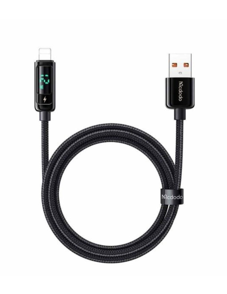 Cable con Pantalla Digital USB a Lightning 1.2m Negro