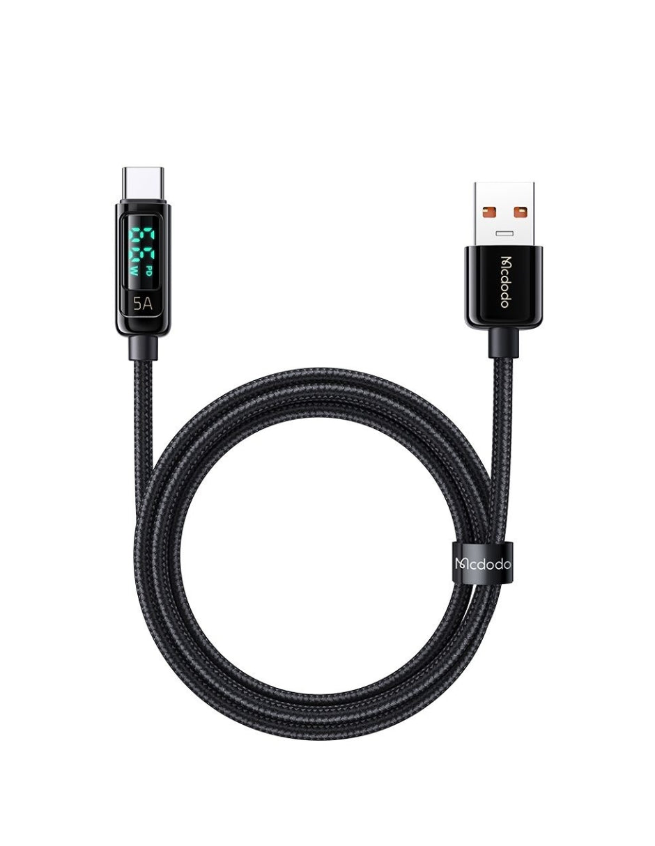 Cable Tipo C 1.2m con Pantalla Digital Negro