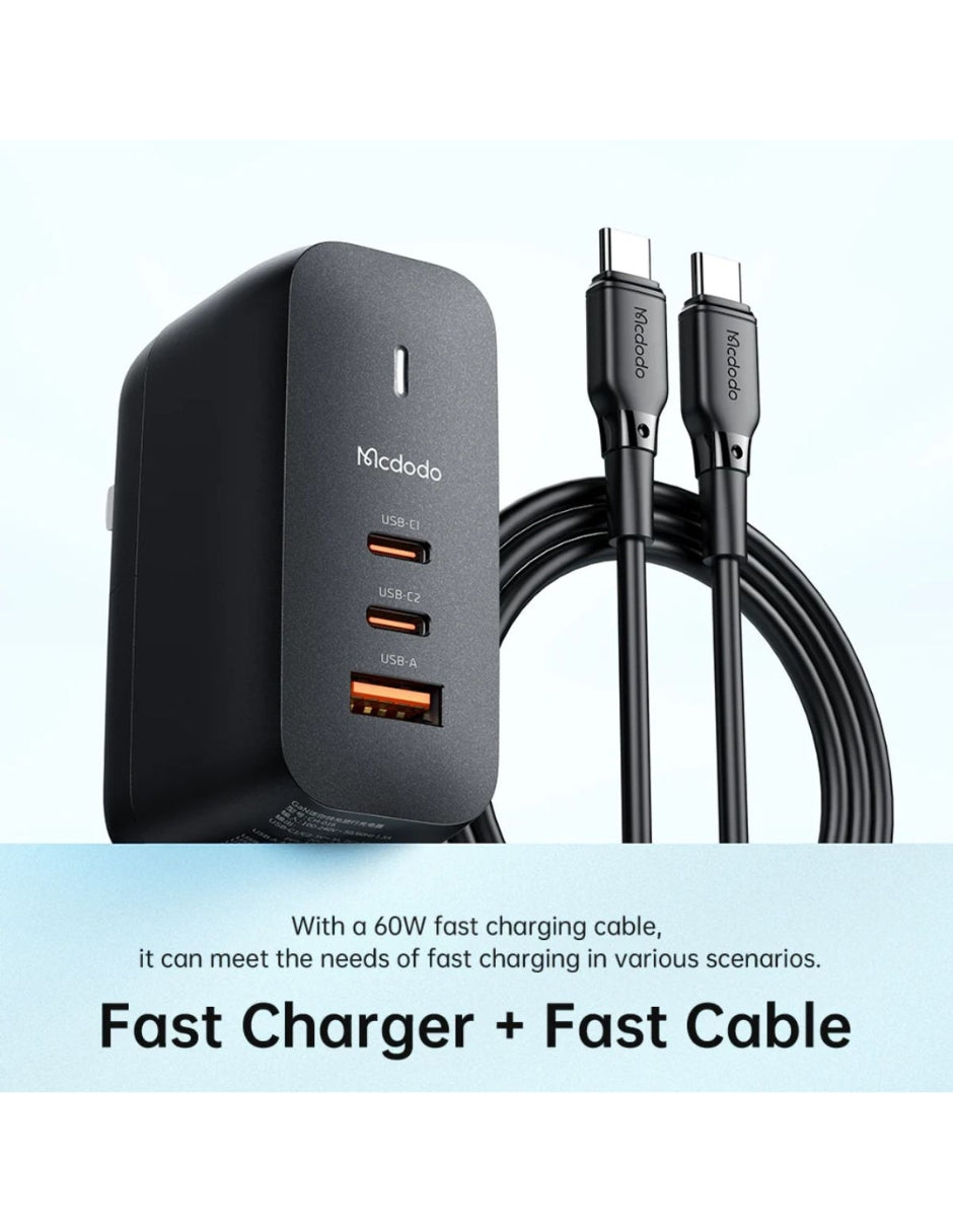 Adaptador de Carga Rápida con Conexión intercambable y Cable USB C