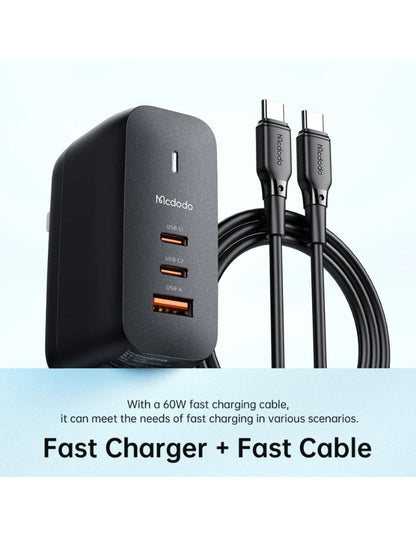 Adaptador de Carga Rápida con Conexión intercambable y Cable USB C