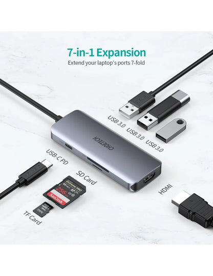 HUB 7 en 1 Adaptador Tipo C a HDMI Negro