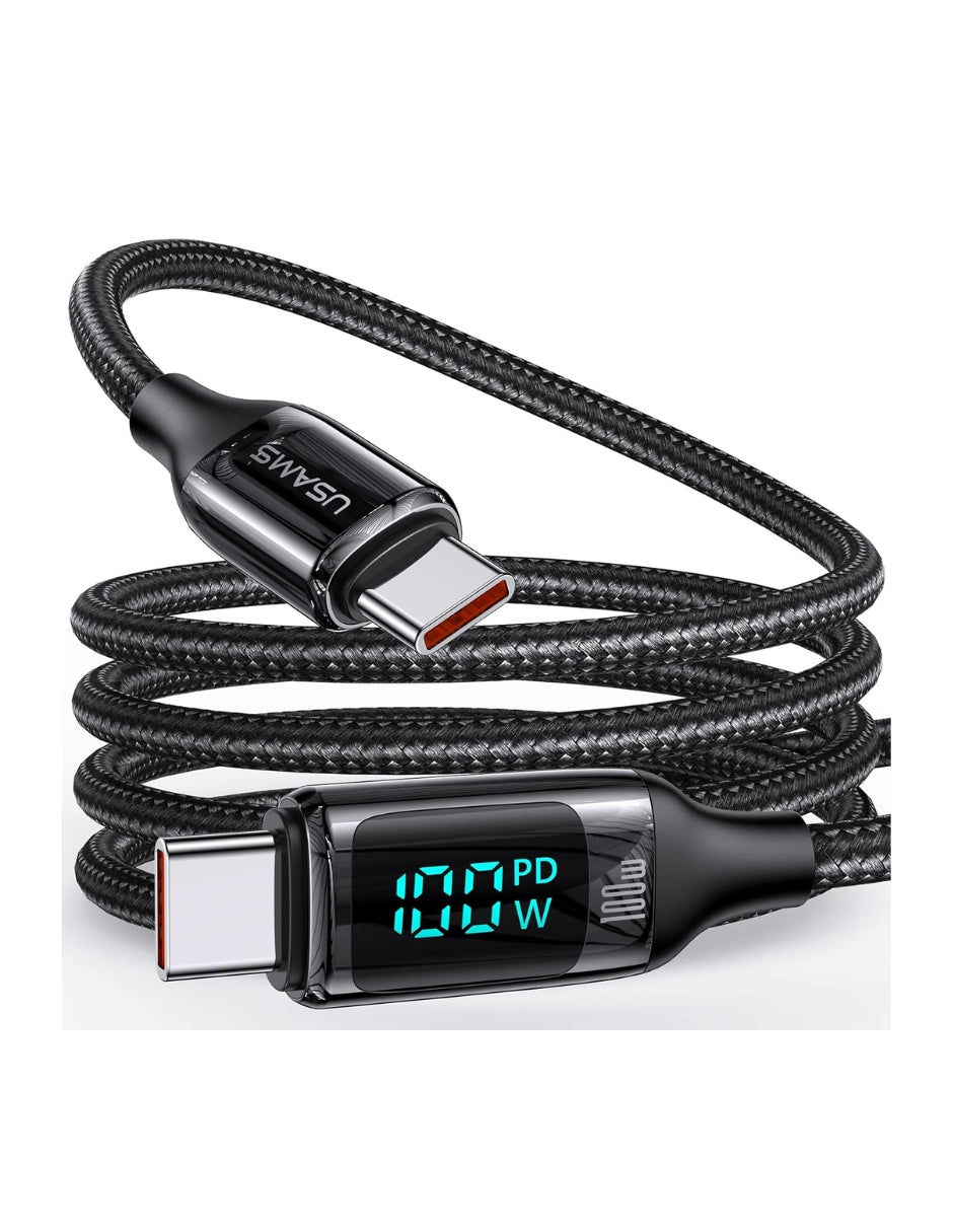 Cable Tipo C a Tipo C PD USAMS 100W 2m Negro