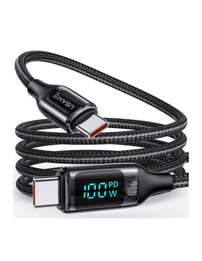 Cable Tipo C a Tipo C PD USAMS 100W 2m Negro