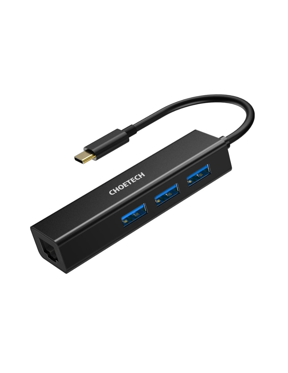 HUB USB-C con 3 puertos USB y un adaptador para Ethernet