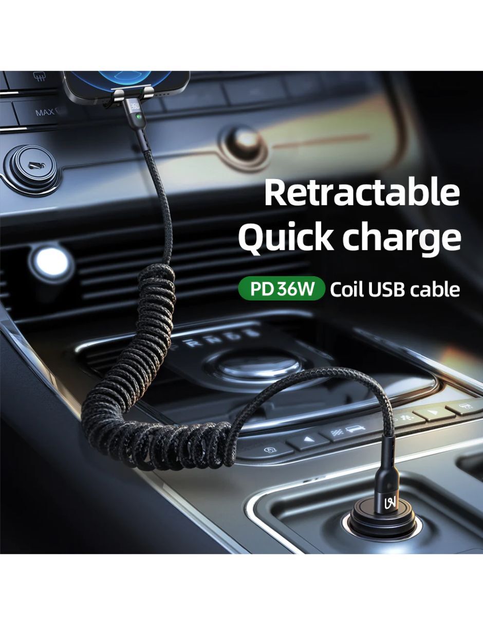 Cable Retráctil USB C a Lightning Carga Rápida 36W