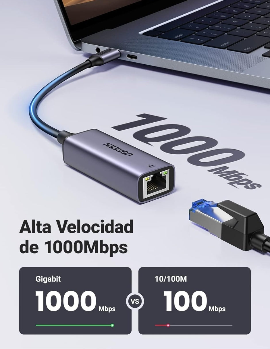 UGREEN Adaptador USB C a Ethernet, Gigabit 1000Mbps