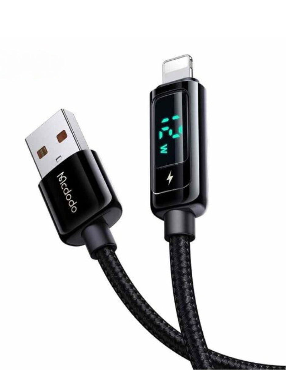 Cable con Pantalla Digital USB a Lightning 1.2m Negro