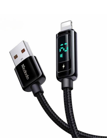 Cable con Pantalla Digital USB a Lightning 1.2m Negro
