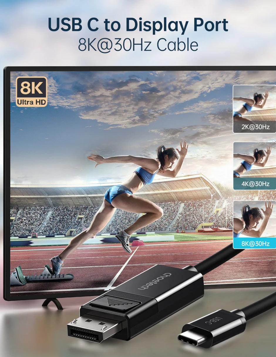 Cable USB Tipo C a DP 8K a 30Hz 1.8m Negro