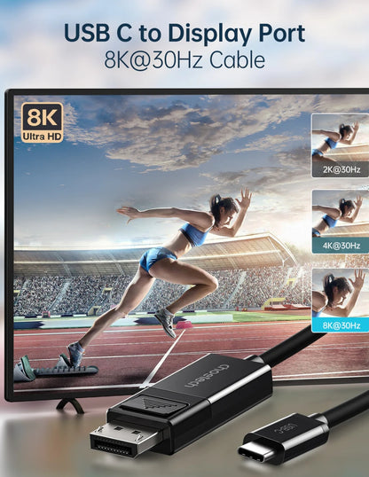 Cable USB Tipo C a DP 8K a 30Hz 1.8m Negro