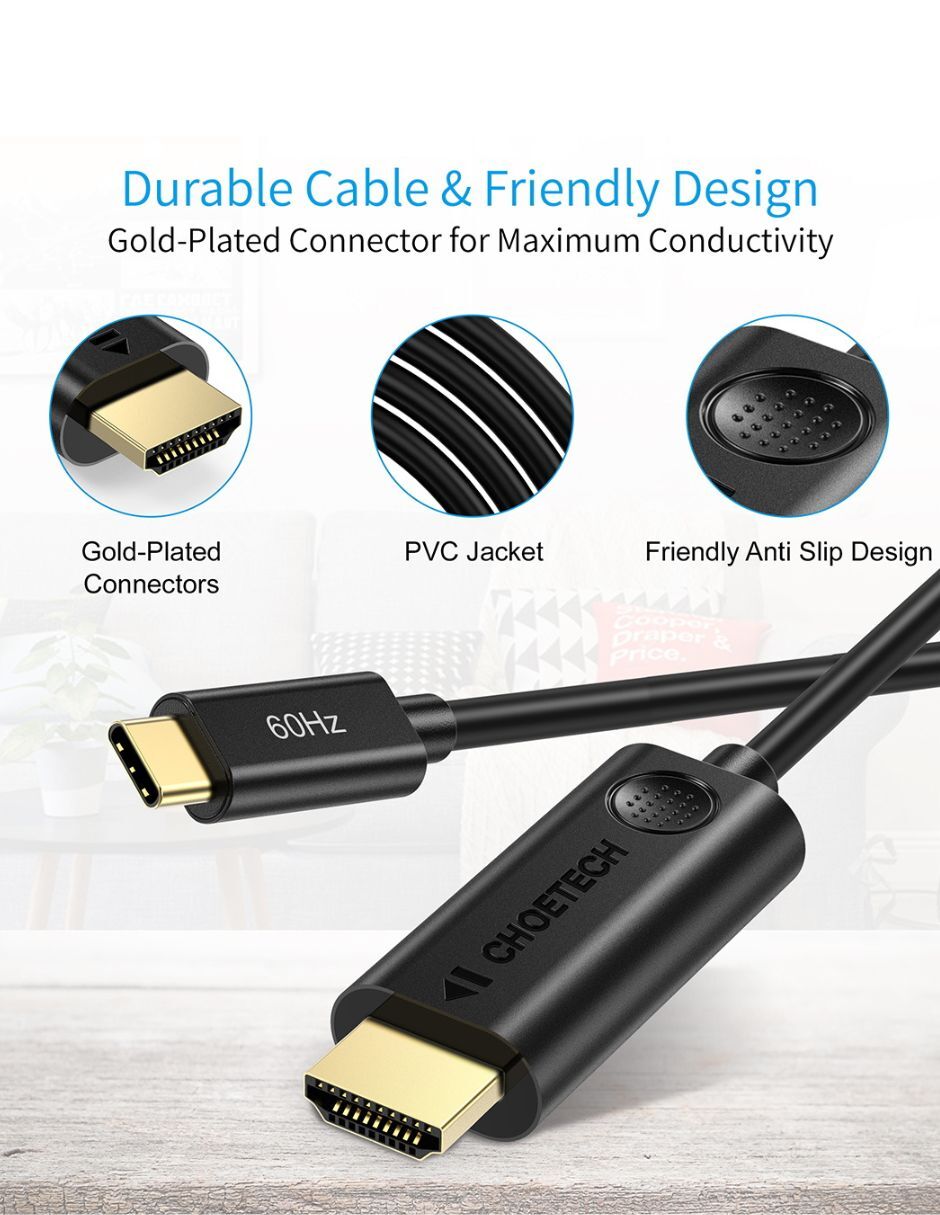 Adaptador HDMI a Tipo C 1.8m Negro