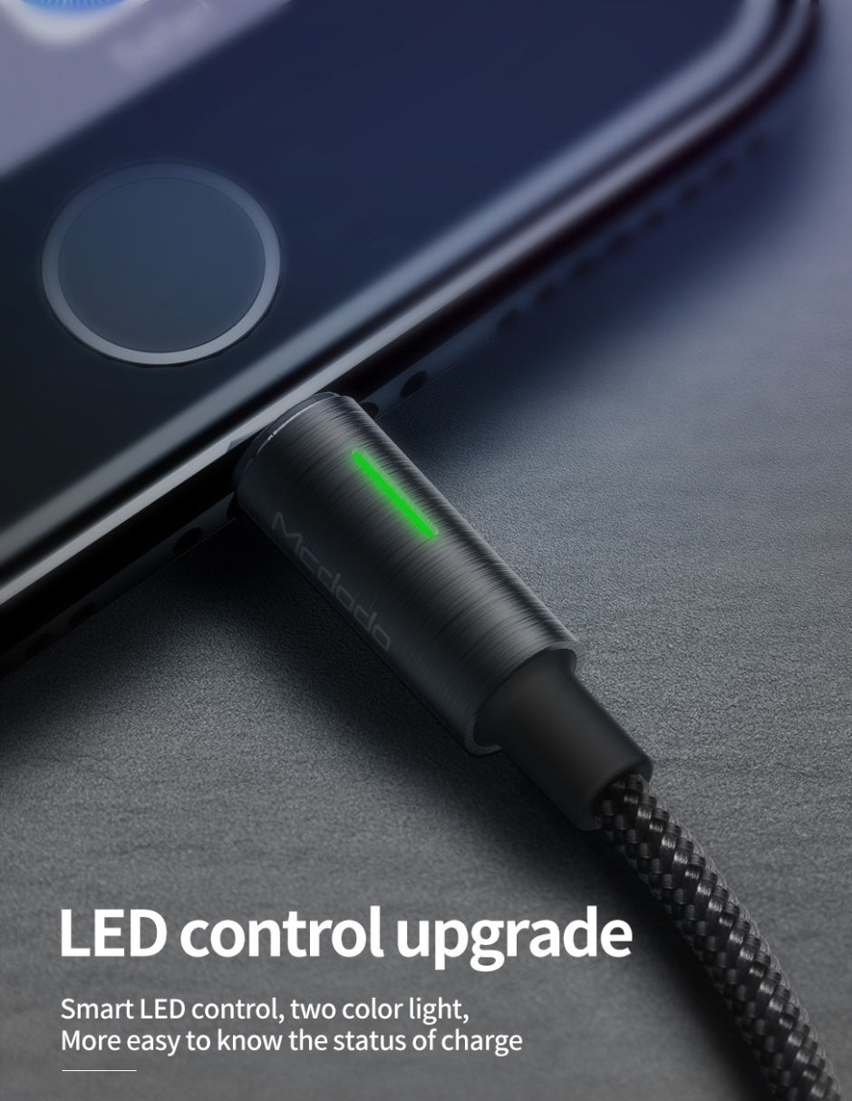 Cable Lightning Reforzado con Indicador LED de Carga Completa 1.2m