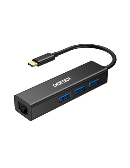 HUB USB-C con 3 puertos USB y un adaptador para Ethernet