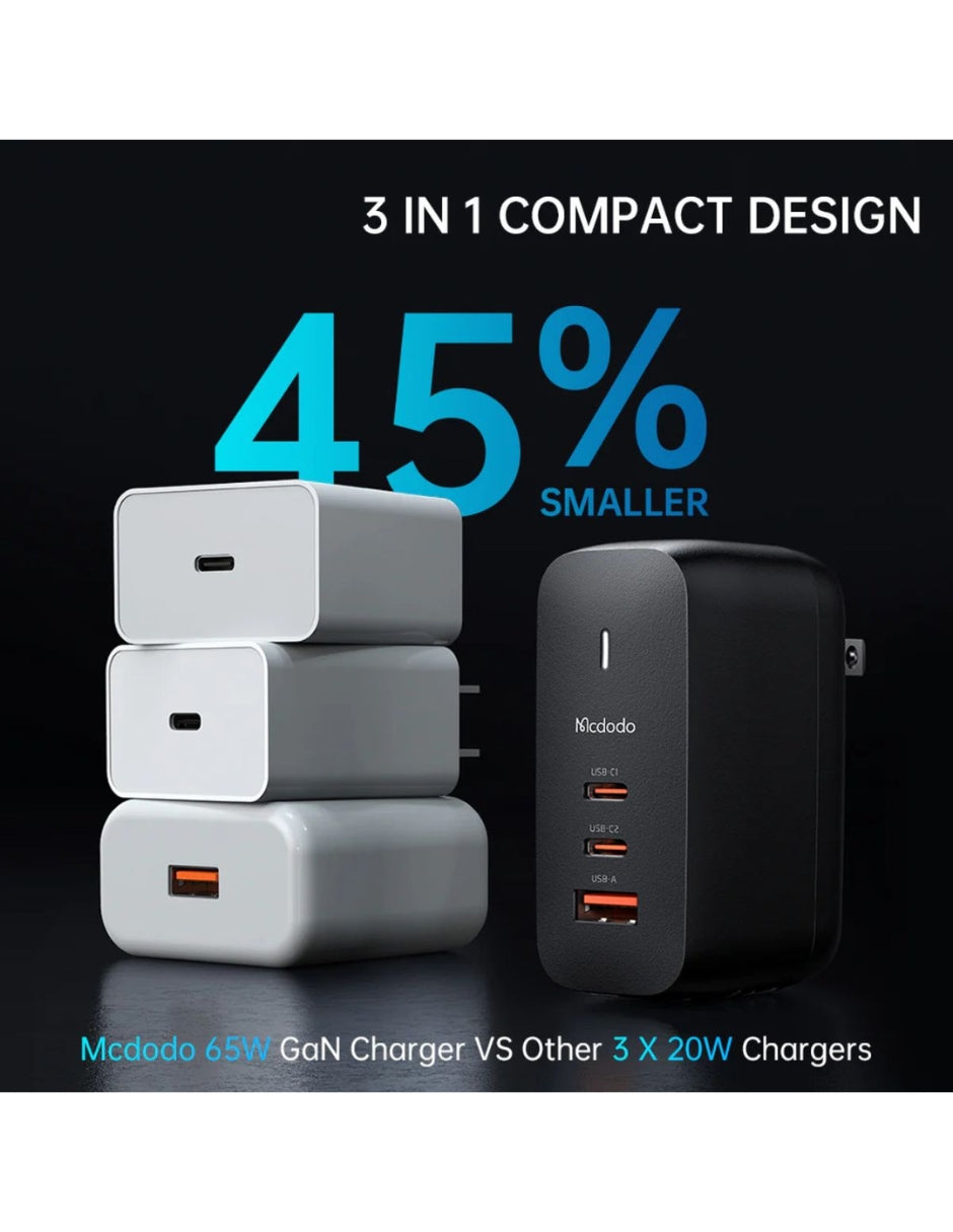 Adaptador de Carga Rápida con Conexión intercambable y Cable USB C