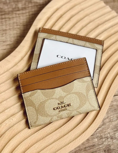 Tarjetero Coach Signature Slim Id Card Case Khaki