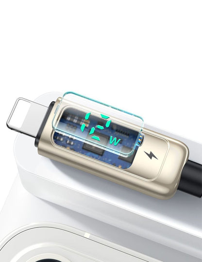 Cable con Pantalla Digital USB a Lightning 1.2 metros Plata