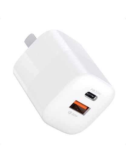 Mini Cubo de Carga Rápida USB A y Tipo C 33W Blanco