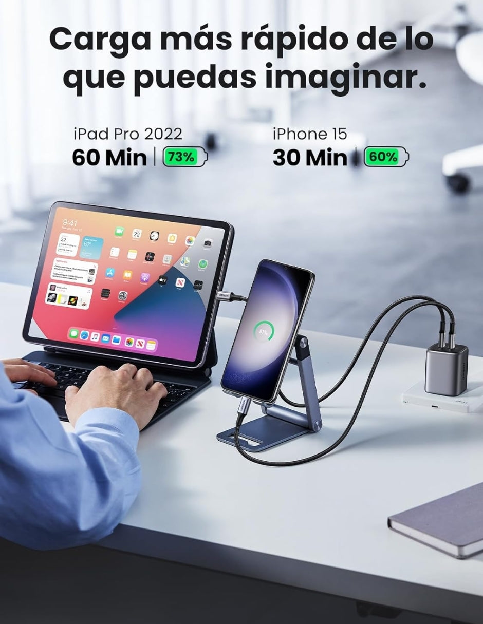 UGREEN Cable USB-C a USB-C 60W Reversible 1m Negro