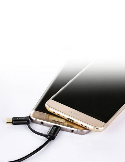 Cable 2 en 1 USB a USB-C/Micro Negro 1.2m