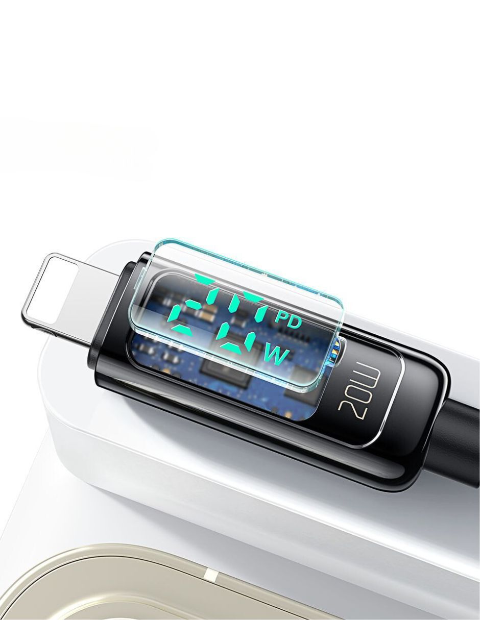 Cable USB Tipo C a Lightning con Pantalla Digital 1.2m