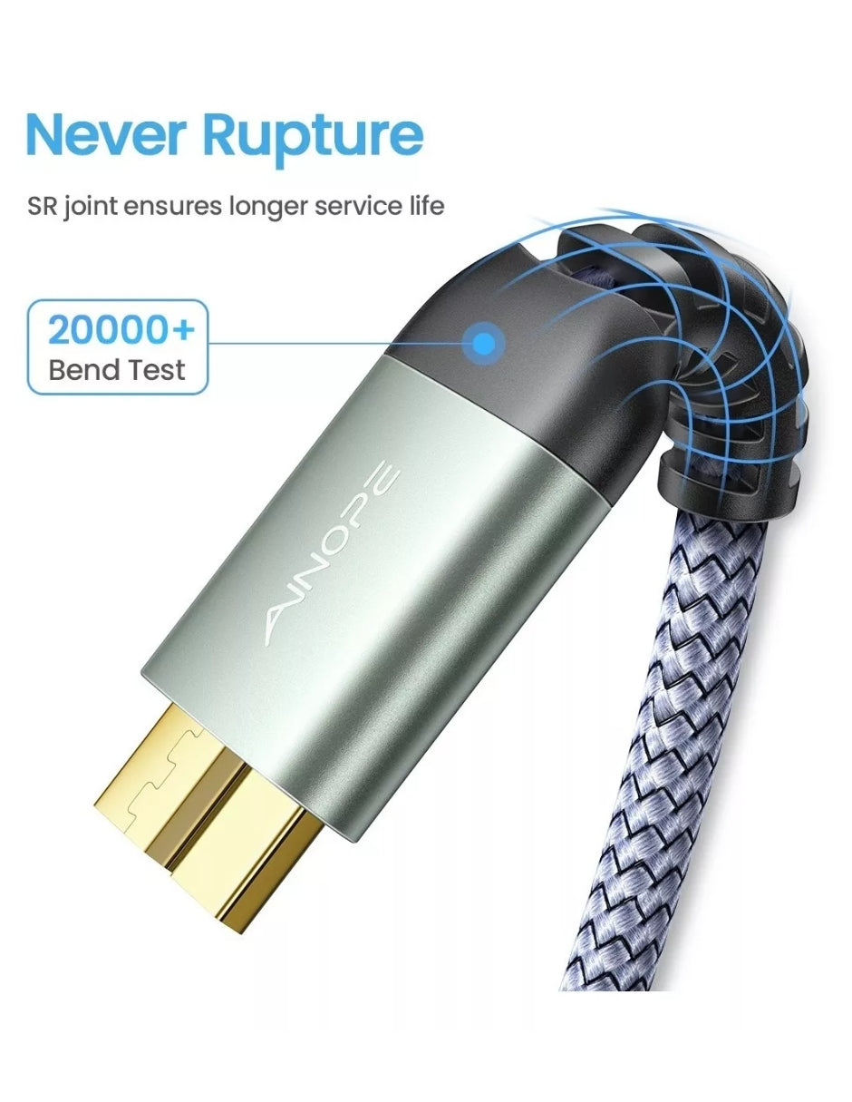 Cable USB A a Micro B de 2m | Cable de Disco Duro Externo AINOPE