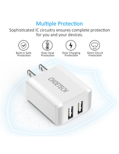 Cargador de Pared Dual USB Carga Rápida