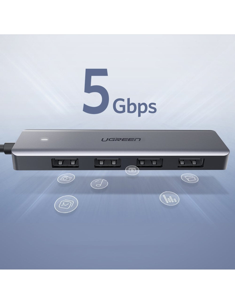 UGREEN HUB USB-A a 4 Puertos USB-A 3.0 Gris