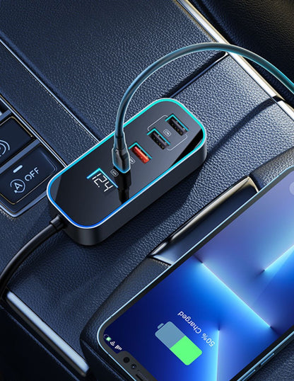 Multicontacto para Auto con 4 Puertos USB y 1 USB-C 107W