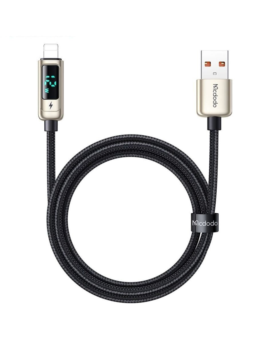 Cable con Pantalla Digital USB a Lightning 1.2 metros Plata