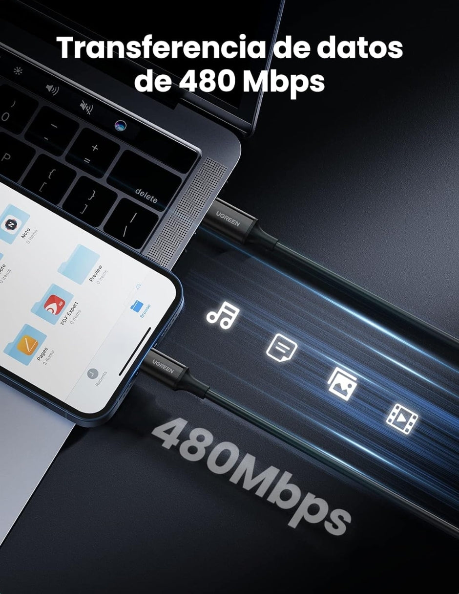 UGREEN Cable Usb C a Lightning MFI, Carga Rápida 1m