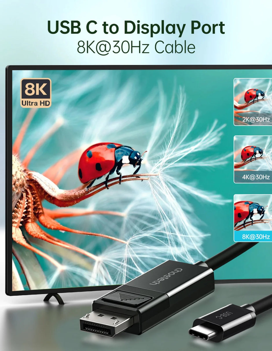 Cable USB Tipo C a DP 8K a 30Hz 1.8m Negro