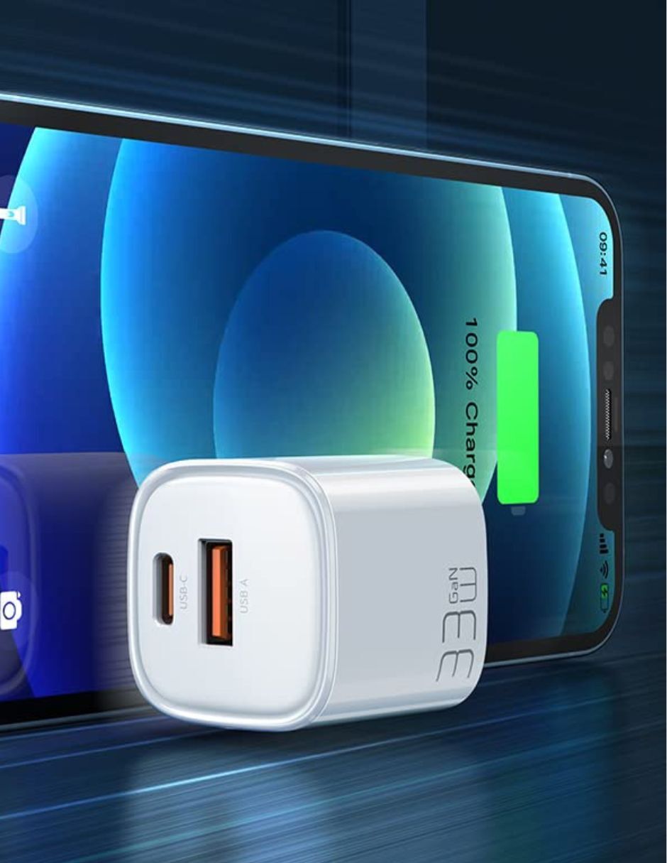 Mini Cubo de Carga Rápida USB y PD de 33W Blanco
