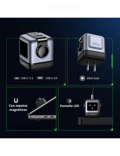 Cargador UGREEN Nexode 65W Tipo C Carga Rápida GaNRobot