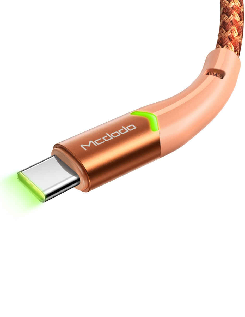 Cable Tipo C con Indicador LED Carga Rápida 1m Coral