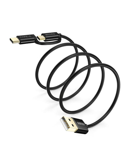 Cable 2 en 1 USB a USB-C/Micro Negro 1.2m