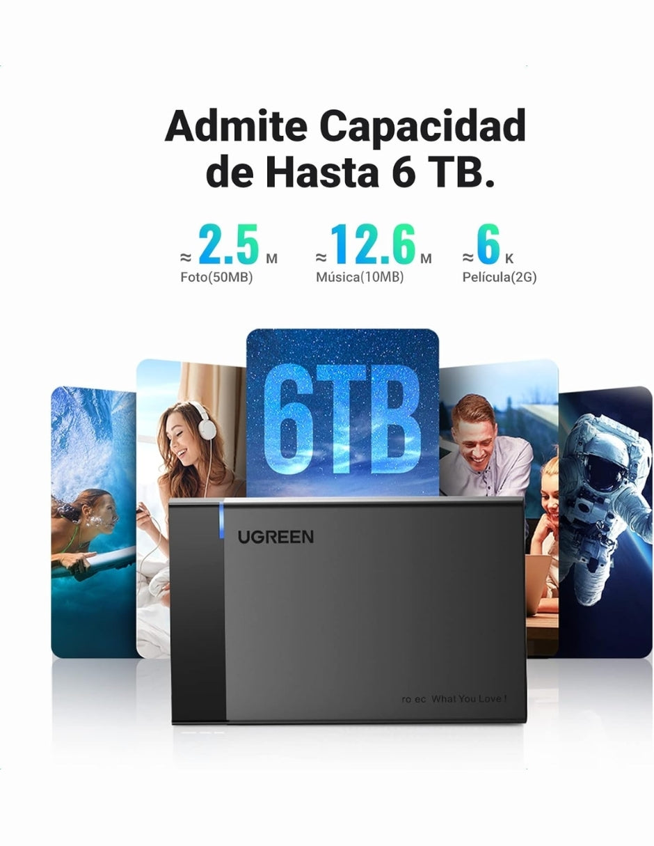 UGREEN Carcasa para Disco Duro USB 3.0 con UASP 2.5'' Negro