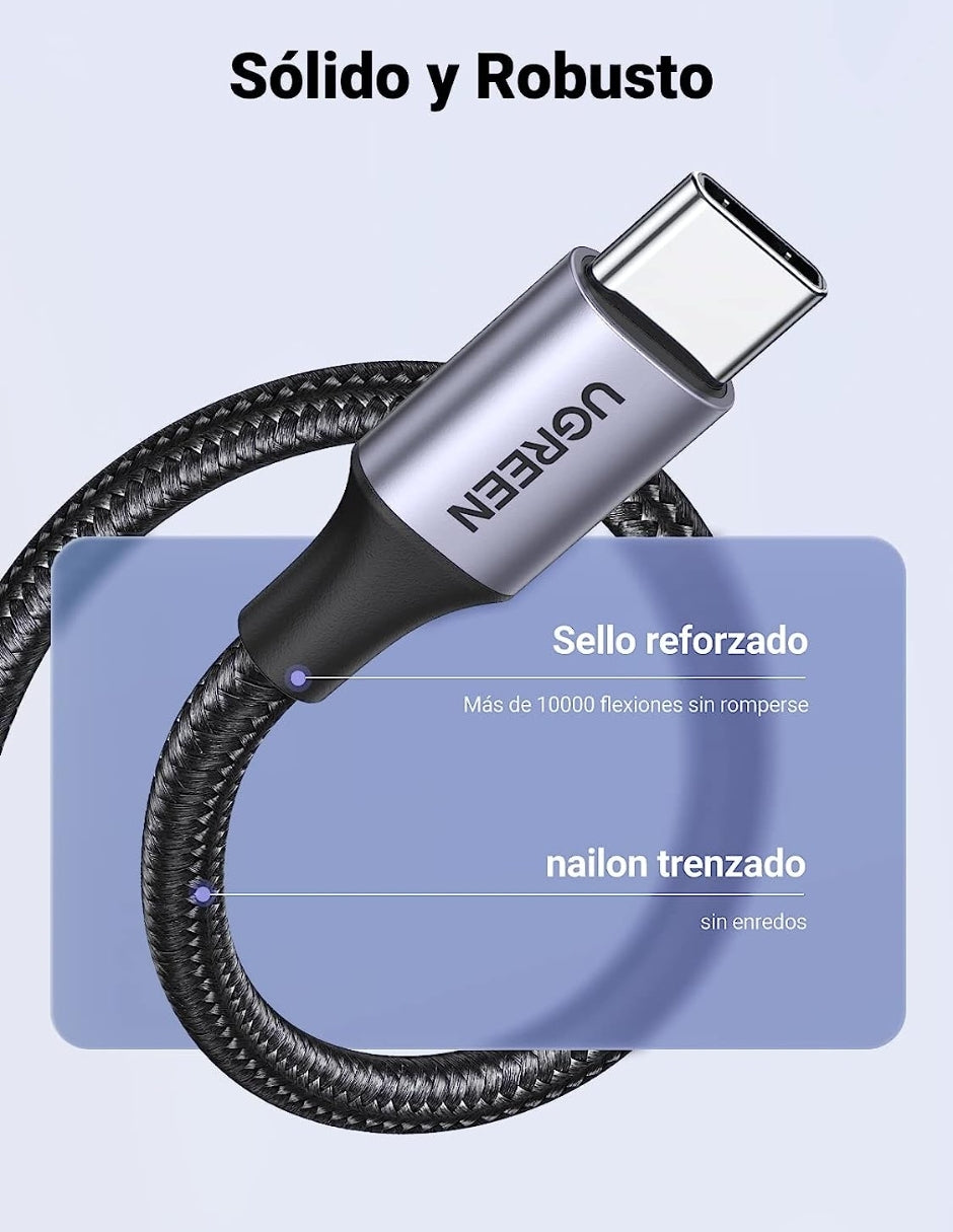 UGREEN Cable USB A a Tipo C Reforzado con Nylón 2m Negro