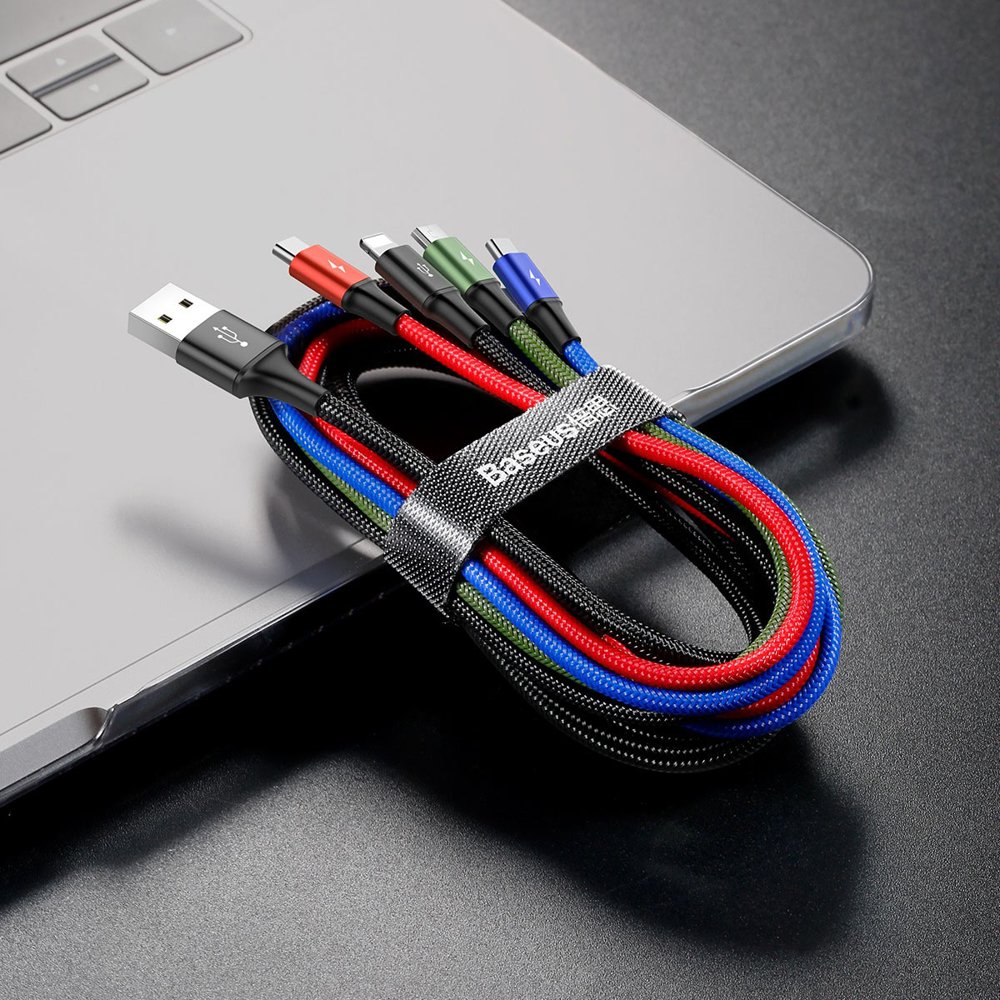 Cable 4 En 1 Uso Rudo-1 Micro / 2 Lightning/ 1 Tipo C