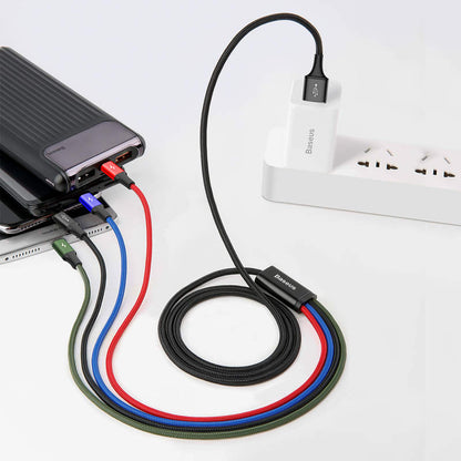 Cable 4 En 1 Uso Rudo-1 Micro / 2 Lightning/ 1 Tipo C