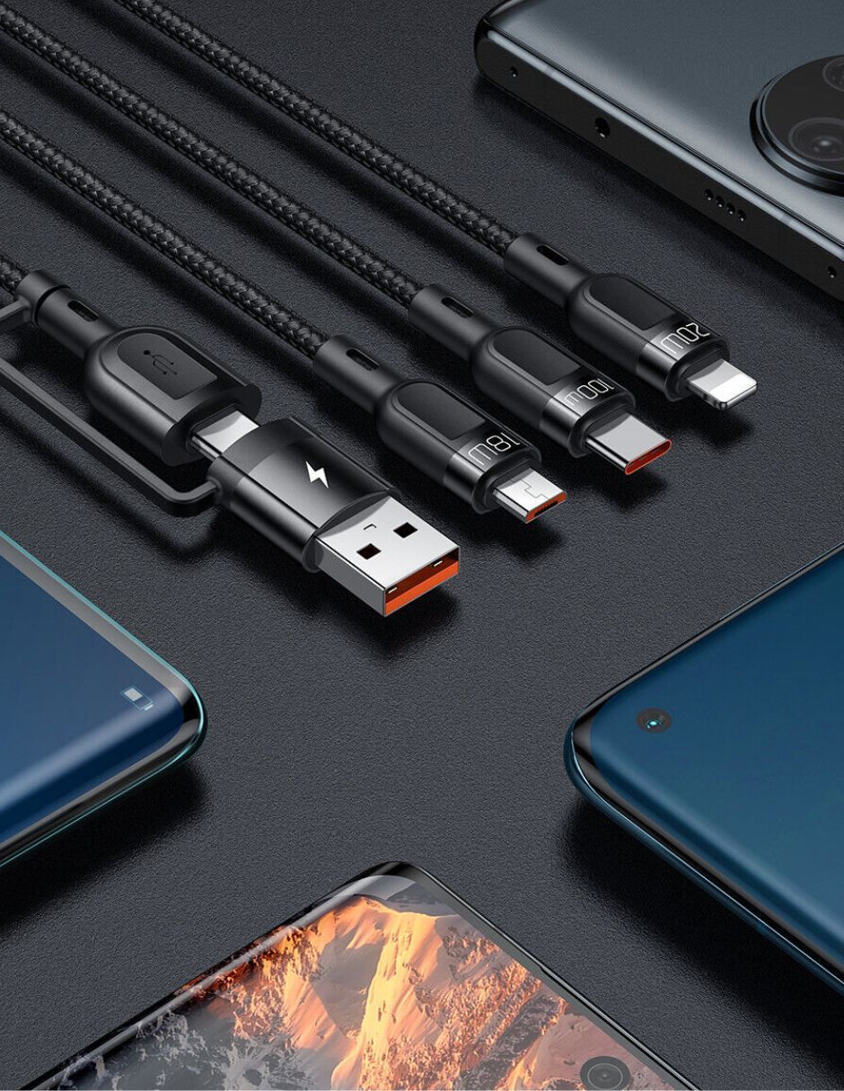 Cable de carga 3en2 Multi USB carga rápida 100W Máx. PD 6A