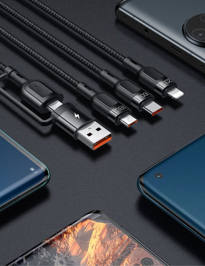 Cable de carga 3en2 Multi USB carga rápida 100W Máx. PD 6A