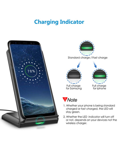 Cargador Inalámbrico de Carga Rápida 15W Negro