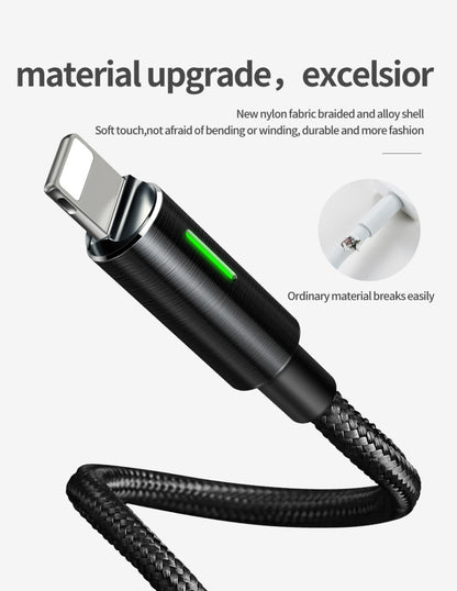 Cable Lightning Reforzado con Indicador LED de Carga Completa 1.2m
