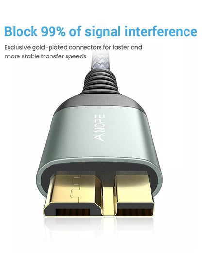 Cable USB A a Micro B de 2m | Cable de Disco Duro Externo AINOPE