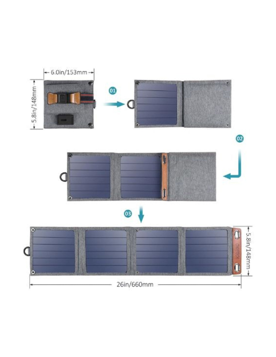 Cargador Portatil con Paneles Solares Dos Salidas 14W